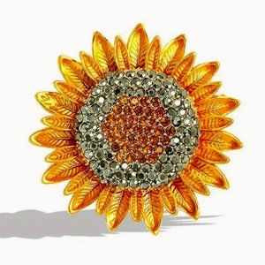 SPARKLING SUNFLOWER BROOCH